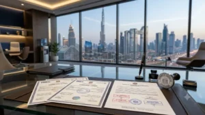 Expat family reviewing a UAE family visa cancellation notice with a calendar marking the grace period deadline